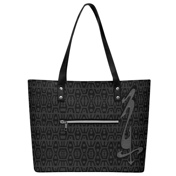 Women's Leather Tote Bag with Front Zipper Pocket