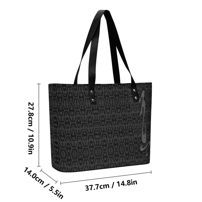 Women's Leather Tote Bag with Front Zipper Pocket