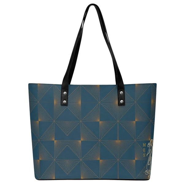 Women's Leather Tote Bag with Front Zipper Pocket