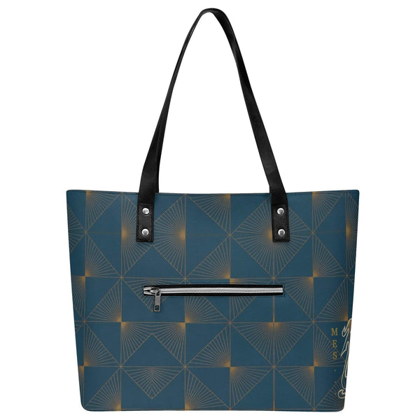 Women's Leather Tote Bag with Front Zipper Pocket