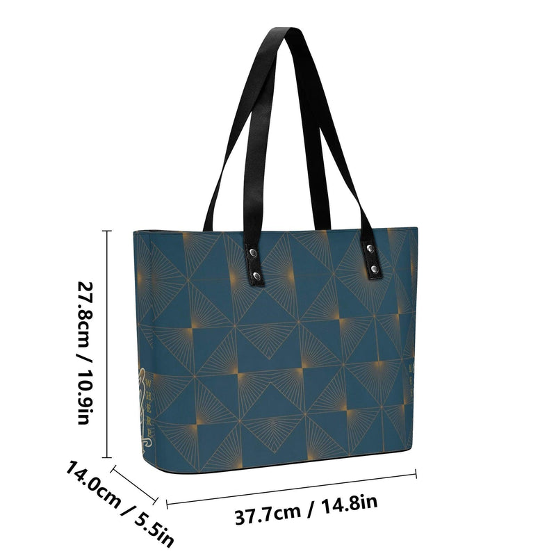 Women's Leather Tote Bag with Front Zipper Pocket