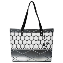 Women's Leather Tote Bag with Front Zipper Pocket