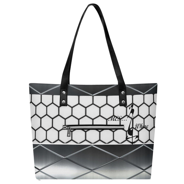 Women's Leather Tote Bag with Front Zipper Pocket