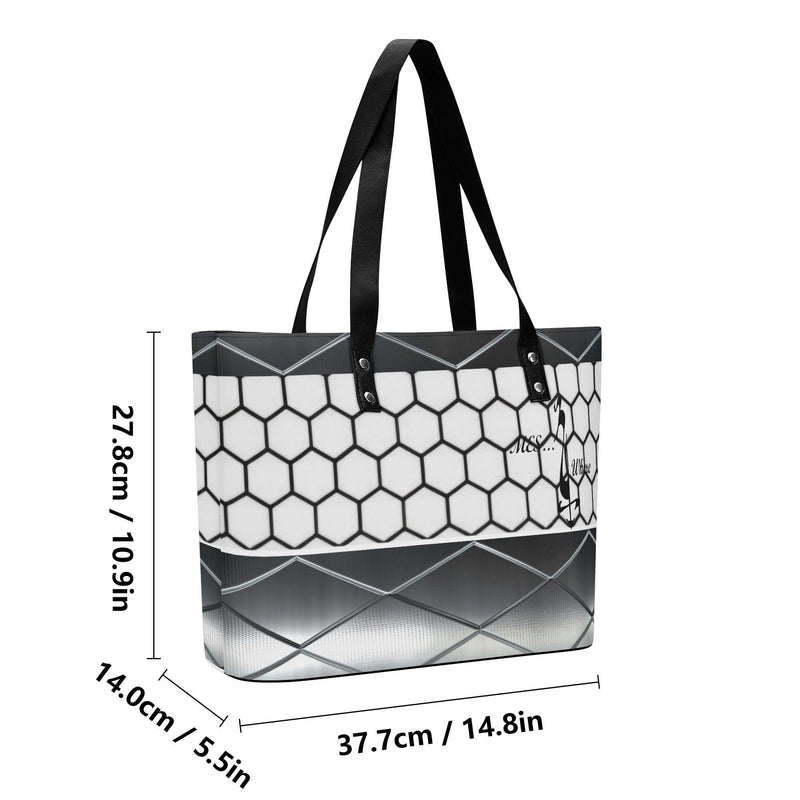 Women's Leather Tote Bag with Front Zipper Pocket