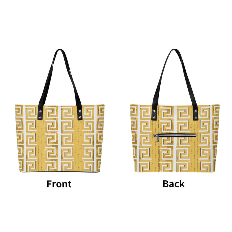 Women's Leather Tote Bag with Front Zipper Pocket
