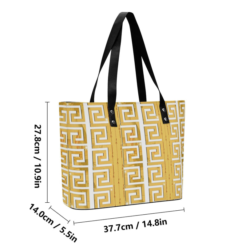 Women's Leather Tote Bag with Front Zipper Pocket