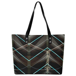 Women's Leather Tote Bag with Front Zipper Pocket
