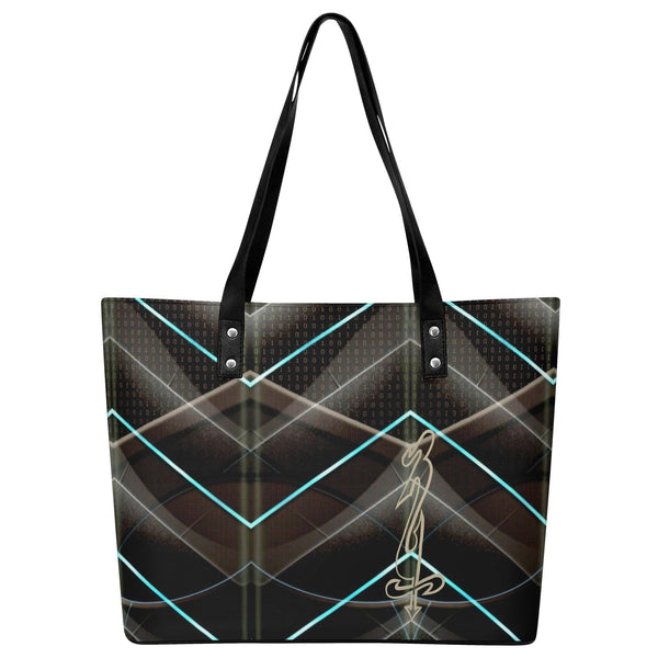 Women's Leather Tote Bag with Front Zipper Pocket