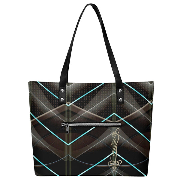 Women's Leather Tote Bag with Front Zipper Pocket