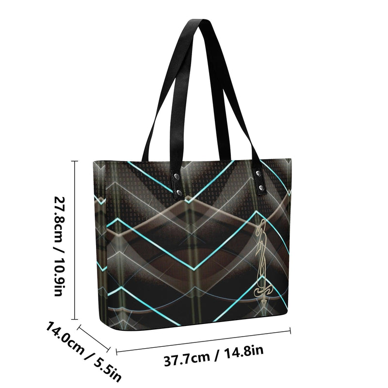 Women's Leather Tote Bag with Front Zipper Pocket