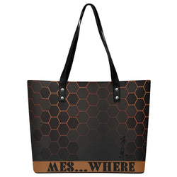 Women's Leather Tote Bag with Front Zipper Pocket
