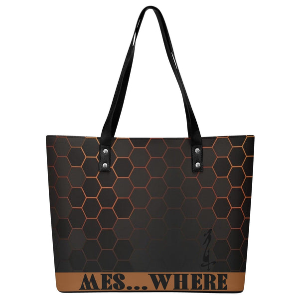 Women's Leather Tote Bag with Front Zipper Pocket