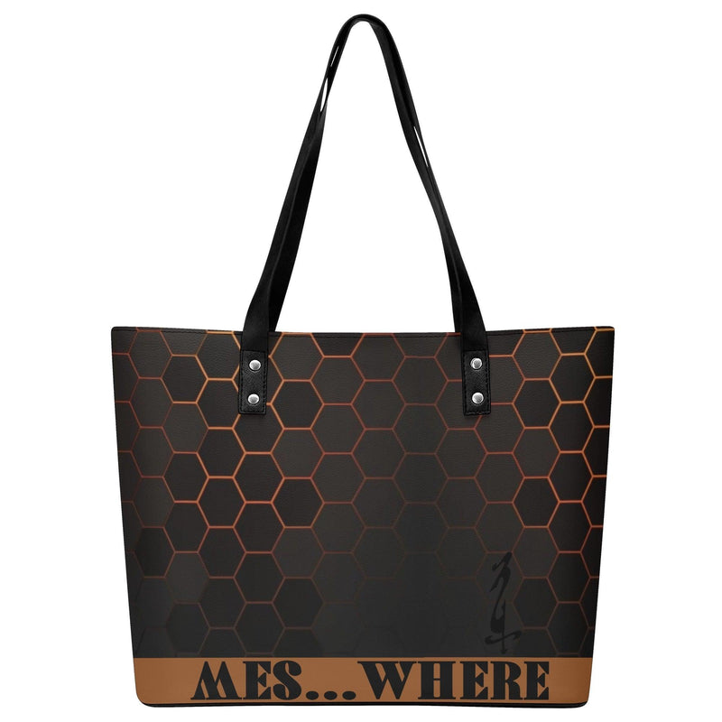 Women's Leather Tote Bag with Front Zipper Pocket