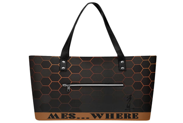 Women's Leather Tote Bag with Front Zipper Pocket