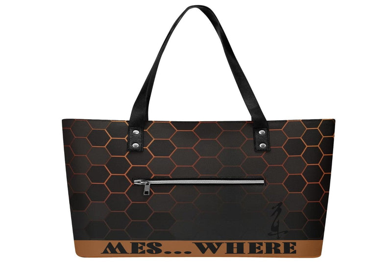 Women's Leather Tote Bag with Front Zipper Pocket