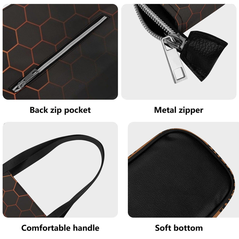 Women's Leather Tote Bag with Front Zipper Pocket