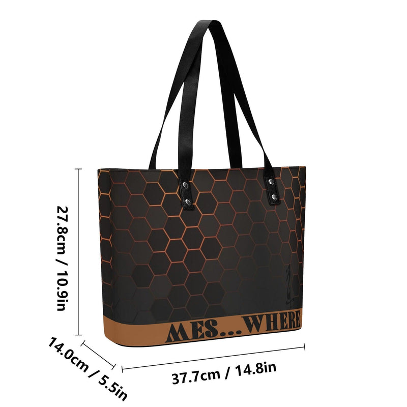 Women's Leather Tote Bag with Front Zipper Pocket