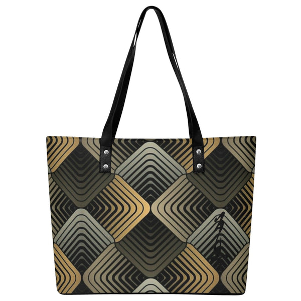 Women's Leather Tote Bag with Front Zipper Pocket