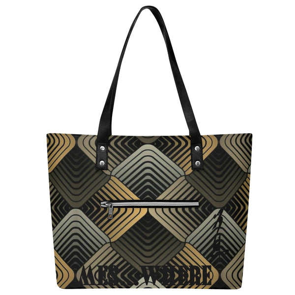 Women's Leather Tote Bag with Front Zipper Pocket