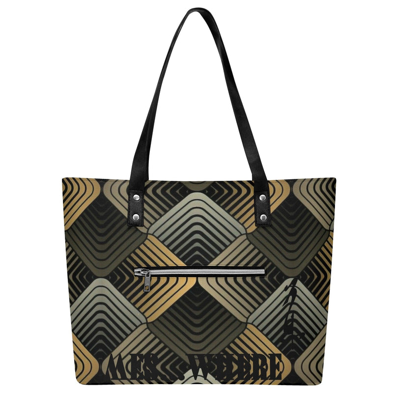 Women's Leather Tote Bag with Front Zipper Pocket