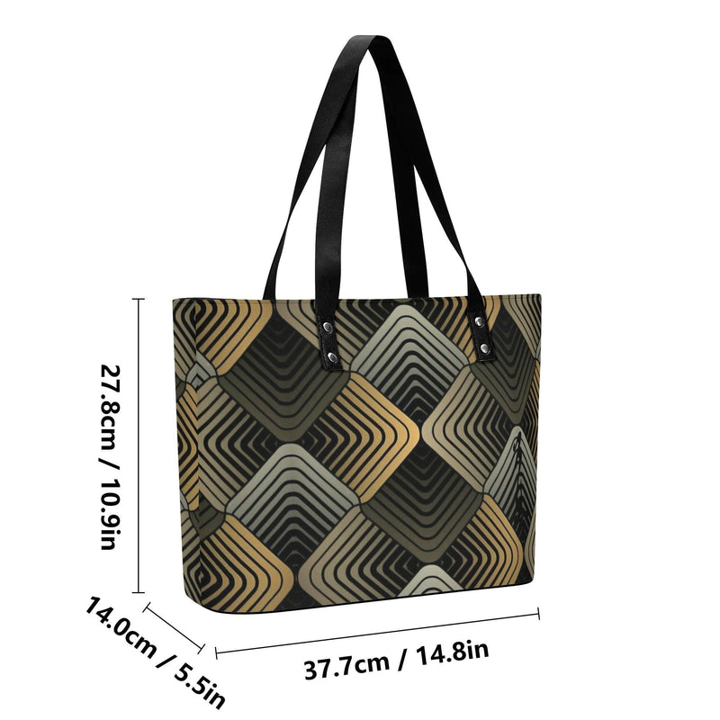 Women's Leather Tote Bag with Front Zipper Pocket