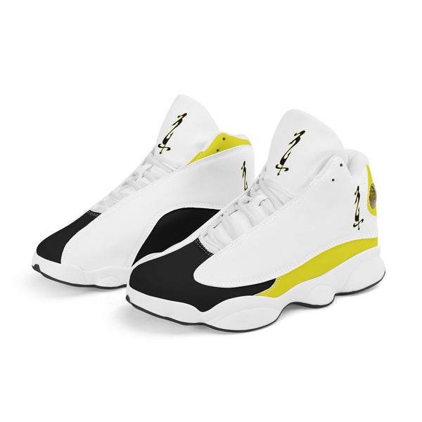 Mens White Black Outsole PU Leather Basketball Shoes