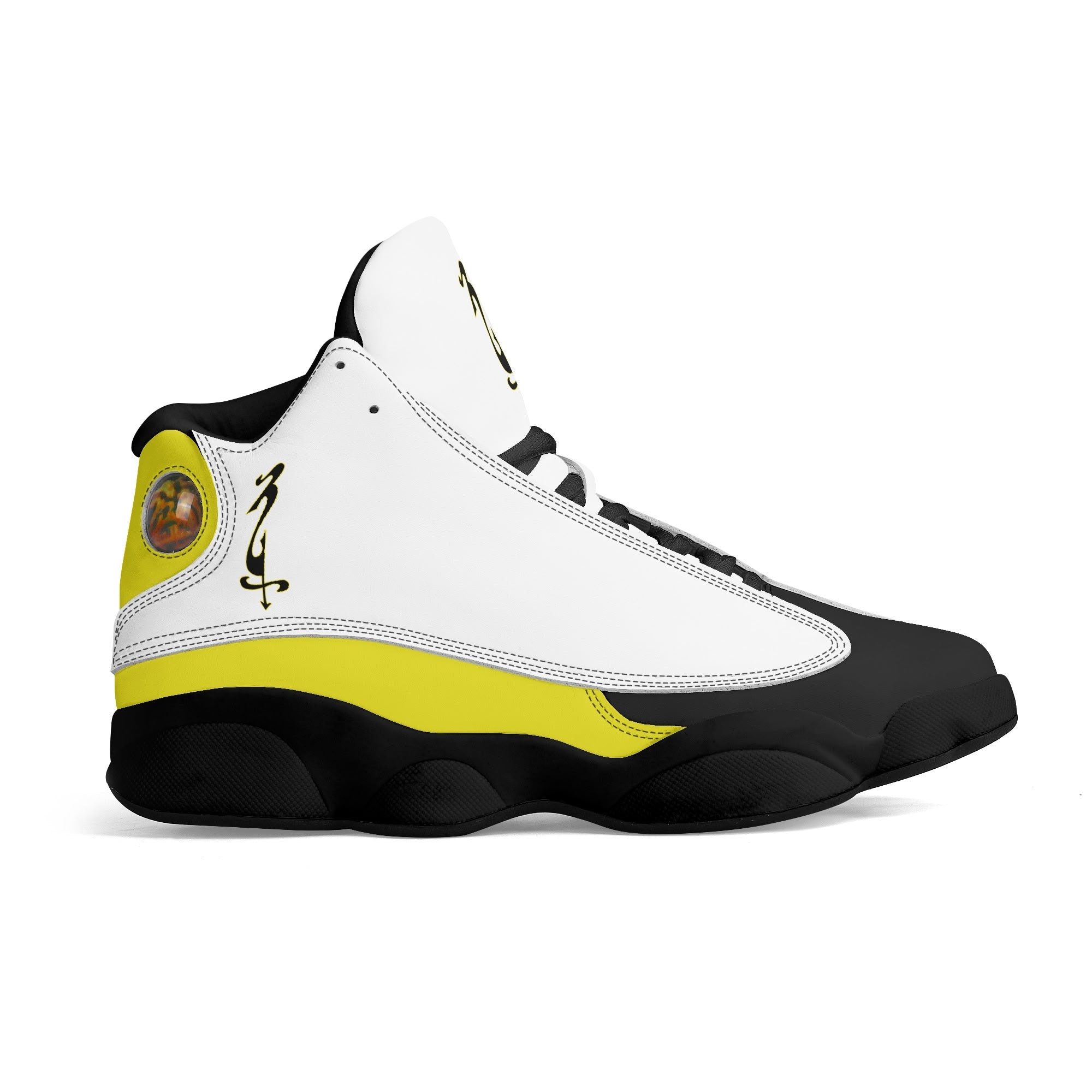 Mens White Black Outsole PU Leather Basketball Shoes - MES...Where