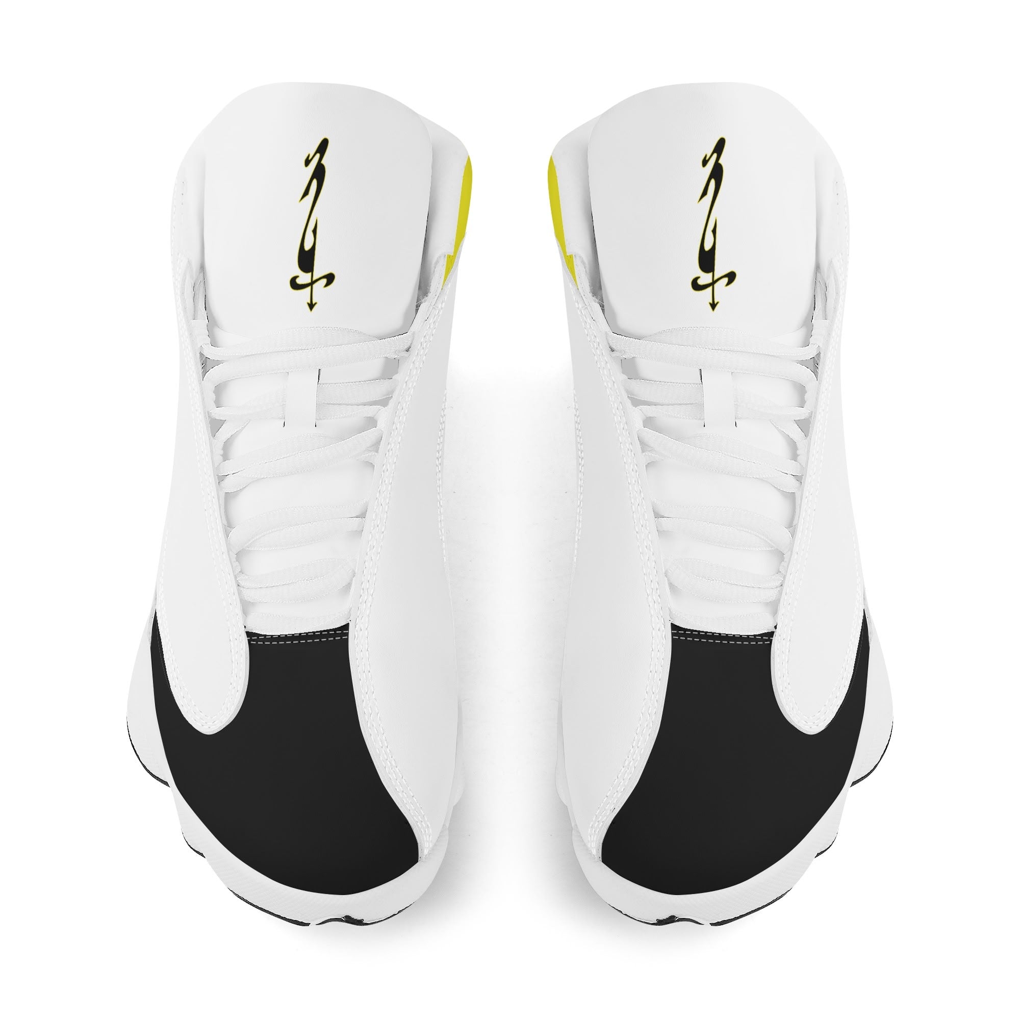 Mens White Black Outsole PU Leather Basketball Shoes - MES...Where