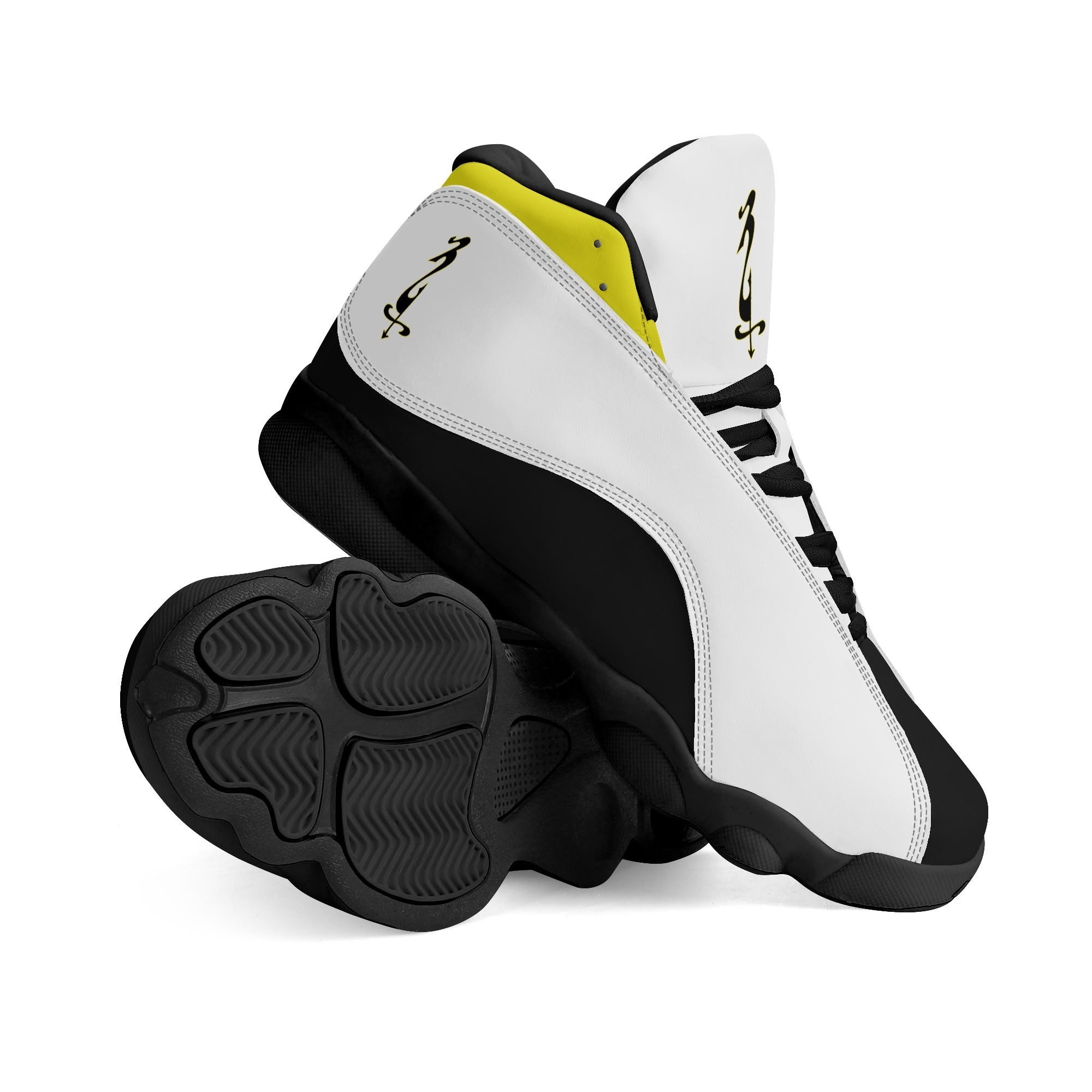 Mens White Black Outsole PU Leather Basketball Shoes - MES...Where