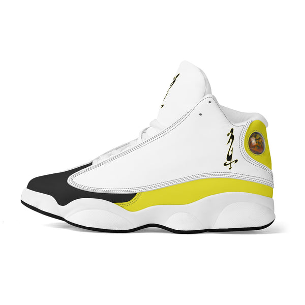 Mens White Black Outsole PU Leather Basketball Shoes
