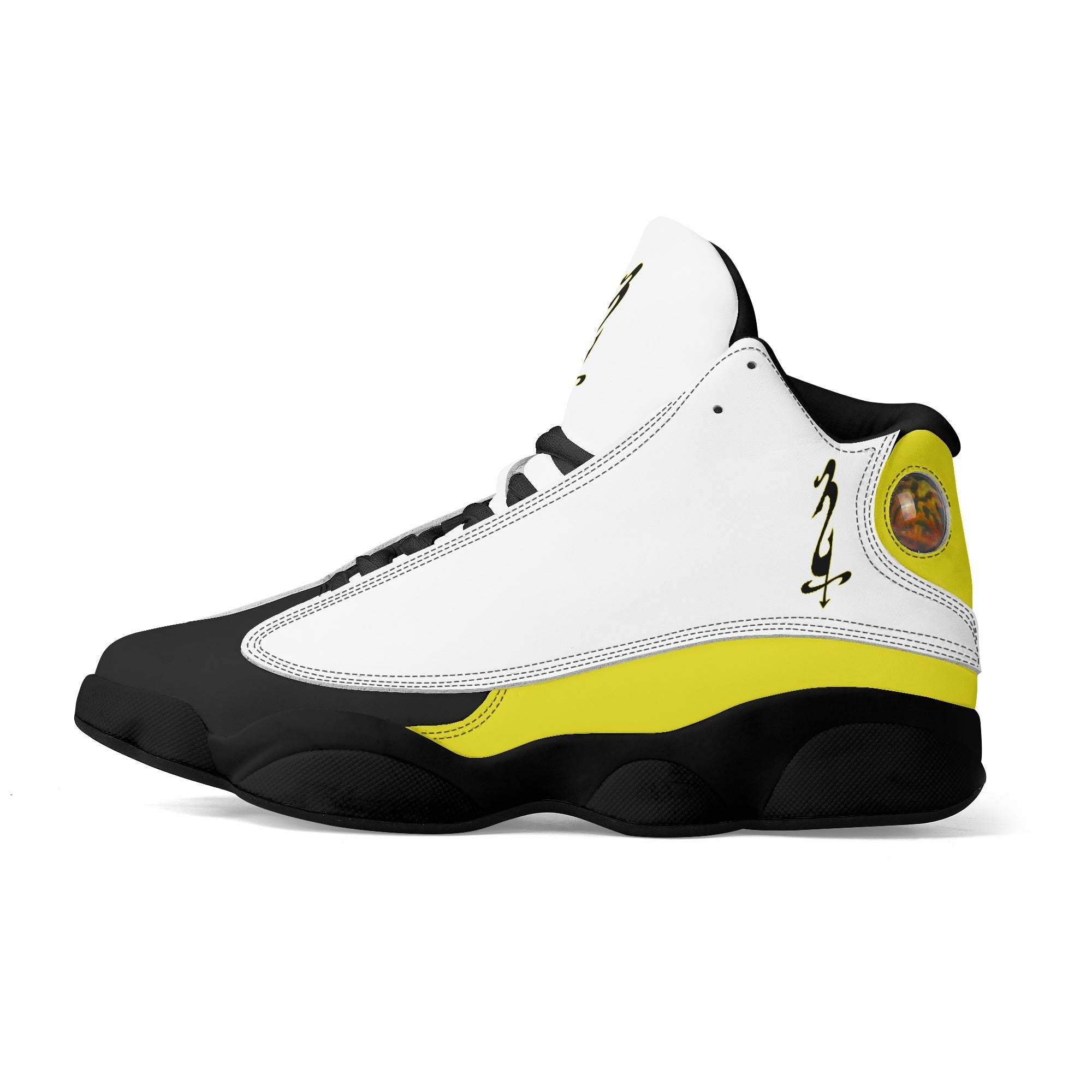 Mens White Black Outsole PU Leather Basketball Shoes - MES...Where