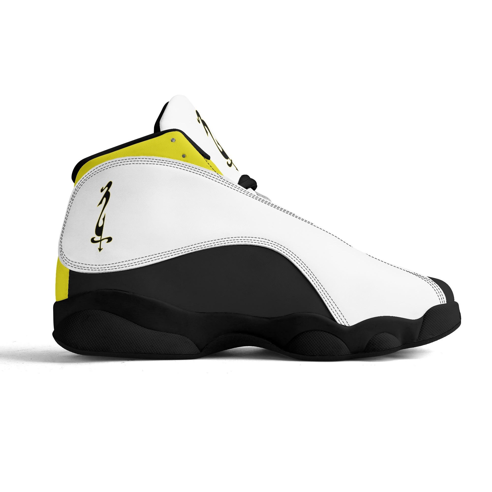 Mens White Black Outsole PU Leather Basketball Shoes - MES...Where