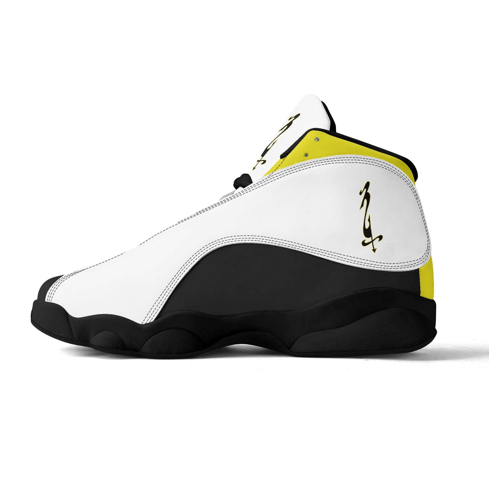 Mens White Black Outsole PU Leather Basketball Shoes - MES...Where
