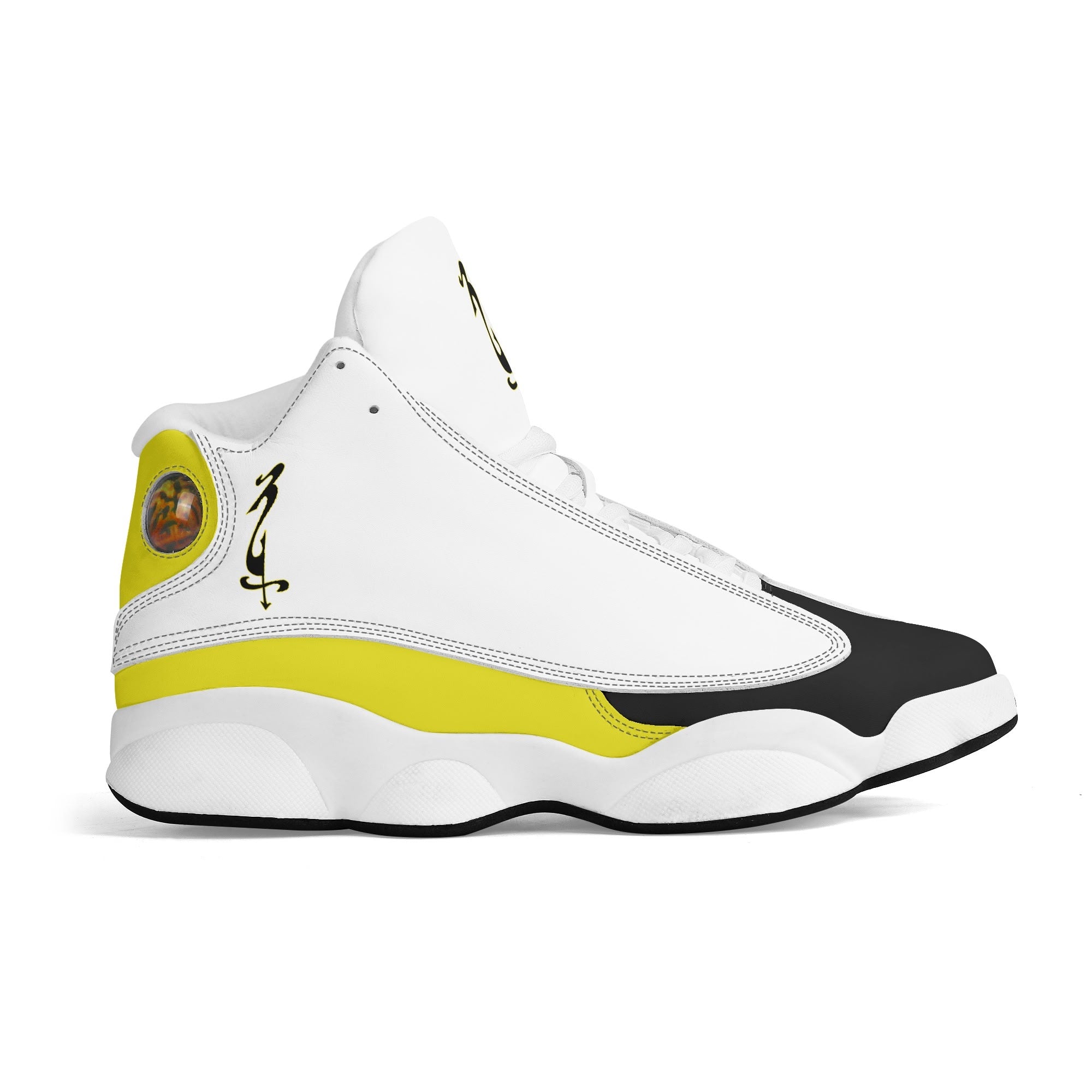 Mens White Black Outsole PU Leather Basketball Shoes - MES...Where