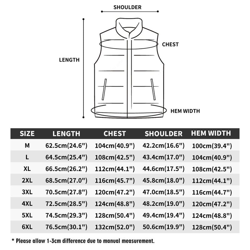 Women's Unisex Lightweight All Over Printing Stand Collar Zip Up Puffer Vest